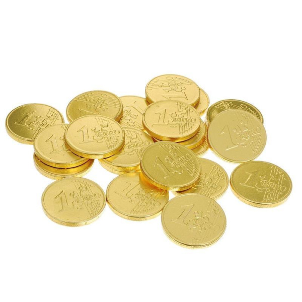 Шоколад порционный Монеты в банке Евро (120 штук по 6 г)