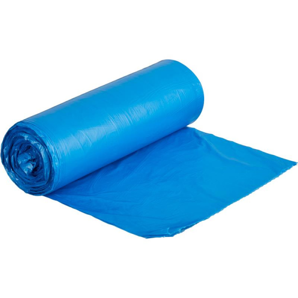 Мешки для мусора на 120 литров синие (18 мкм, в рулоне 20 штук, 70х110 см)