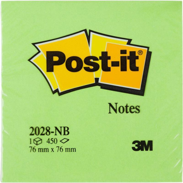 Стикеры Post-it 76x76 мм зеленые неоновые 450 листов