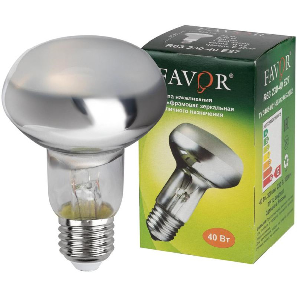 Лампа накаливания Favor 40 Вт E27 рефлекторная матовая 2700 K теплый  белый свет