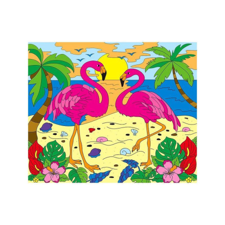 Картина по номерам Рыжий кот Два фламинго у моря