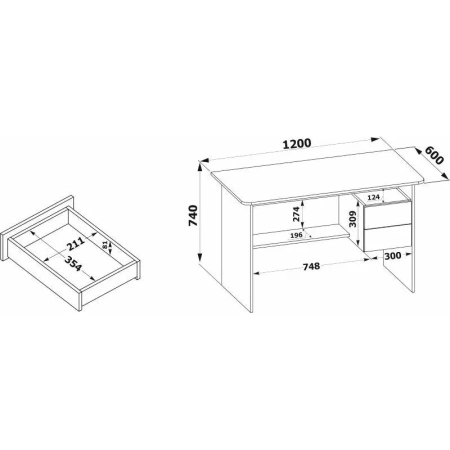 Стол компьютерный Сокол СПм-07.1Б (белый, 1200х600х740 мм)