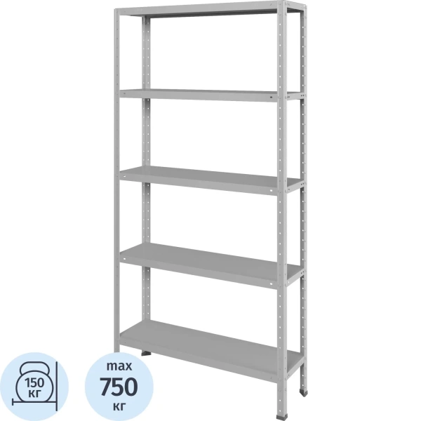 Стеллаж металлический Практик MSStr200/100х30/5Ком 5 полок 1000х300х2000  мм