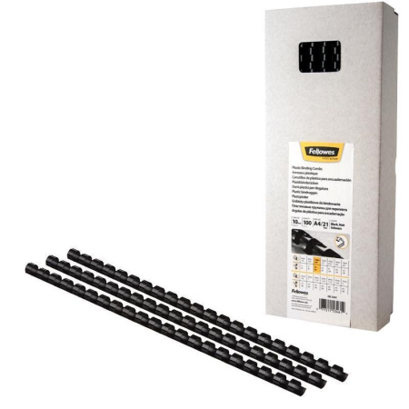 Пружины для переплета пластиковые Fellowes 10 мм черные (100 штук в упаковке)