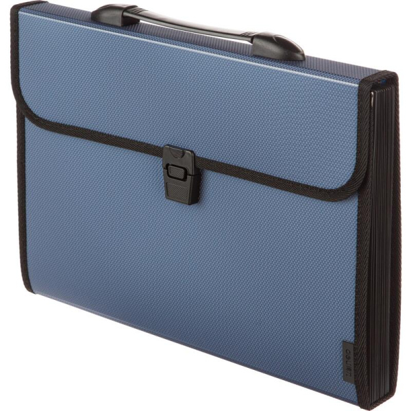 Папка-портфель пластиковая Deli А4 синяя (350x45x270 мм, 13 отделений)