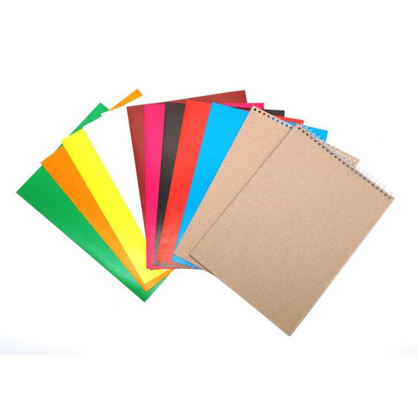 Набор картона цветного и белого Апплика (А4, 12 листов, 10 цветов,  мелованный, на спирали, обложка в ассортименте)