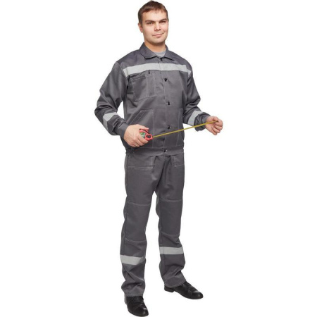 Костюм рабочий летний мужской л22-КПК с СОП темно-серый/светло-серый (размер 48-50, рост 158-164)
