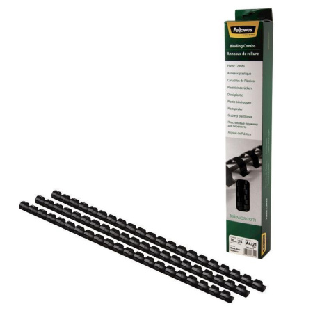 Пружины для переплета пластиковые Fellowes 10 мм черные (25 штук в упаковке)