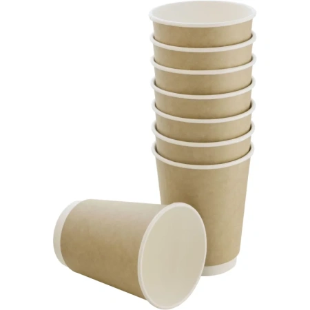 Стакан одноразовый бумажный 300 мл коричневый 25 штук в  упаковке Комус Стандарт