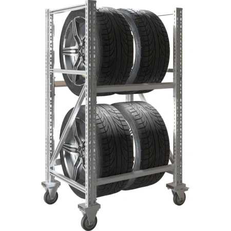 Стеллаж металлический передвижной для хранения 4 шин (781х606х1350 мм)