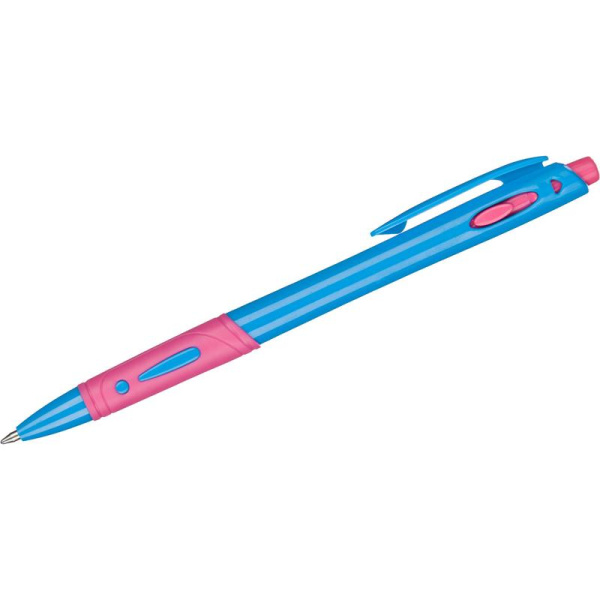 Ручка шариковая автоматическая Attache Vegas синяя (голубой/розовый  корпус, толщина линии 0.33 мм)