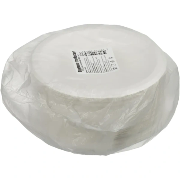 Тарелка одноразовая бумажная Средний 180 мм белая (1000 штук в упаковке)