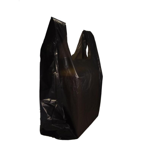 Пакет-майка ПНД 30 мкм черный (40+18x70 см, 100 штук в упаковке)
