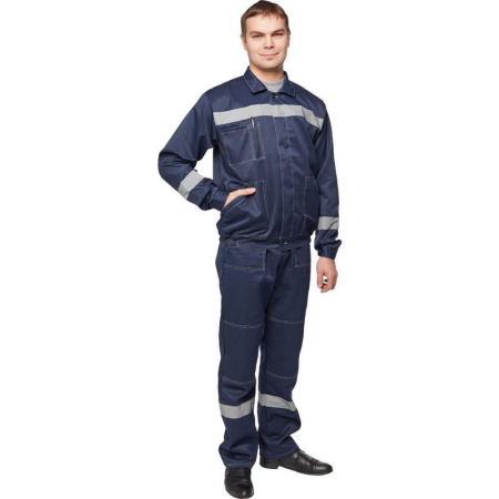 Костюм рабочий летний мужской л22-КБР с СОП темно-синий (размер 44-46, рост 182-188)