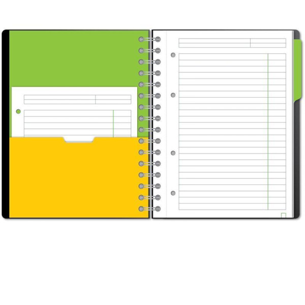 Бизнес-тетрадь Attache Selection Smartbook А5 120 листов желтая/зеленая в линейку 1 разделитель на спирали (181х212 мм)