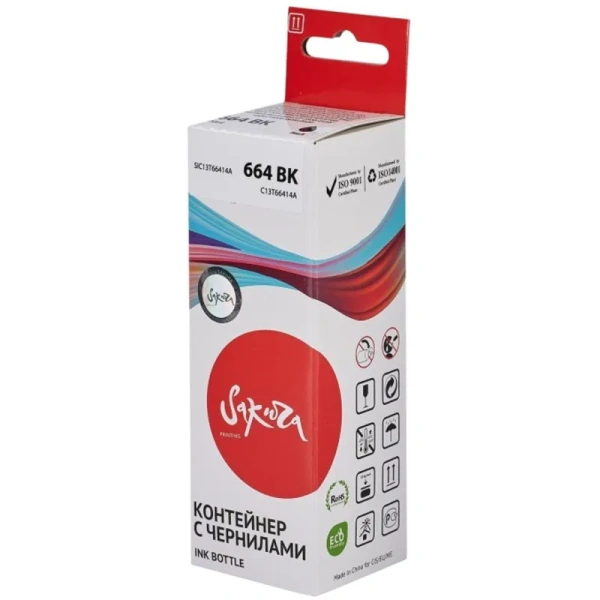 Чернила контейнер Sakura C13T66414A (664 BK) чер.для Epson - L100/200/300