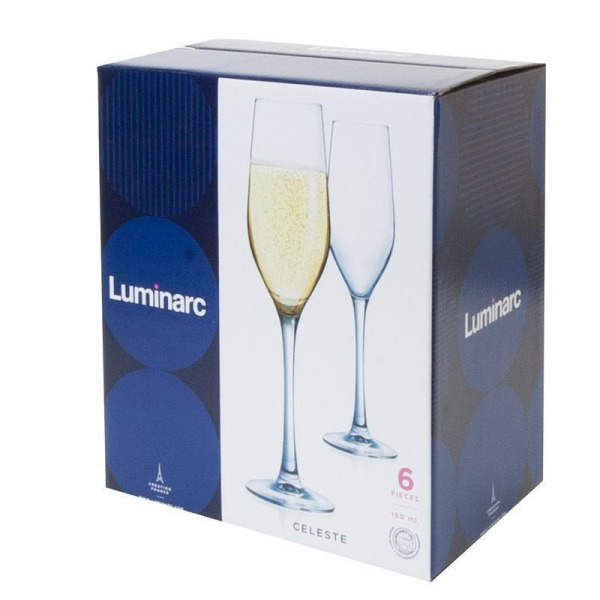 Набор фужеров для шампанского Селест стекло 160 мл 6 штук в упаковке (артикул производителя L5829)