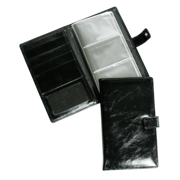 Визитница настольная Grand натуральная кожа на 72 визитки черная (115x185 мм)