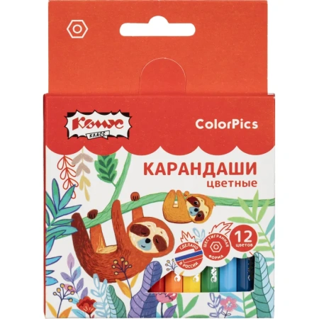 Карандаши цветные Комус Класс ColorPics 12 карандашей 12 цветов   шестигранные (укороченные)