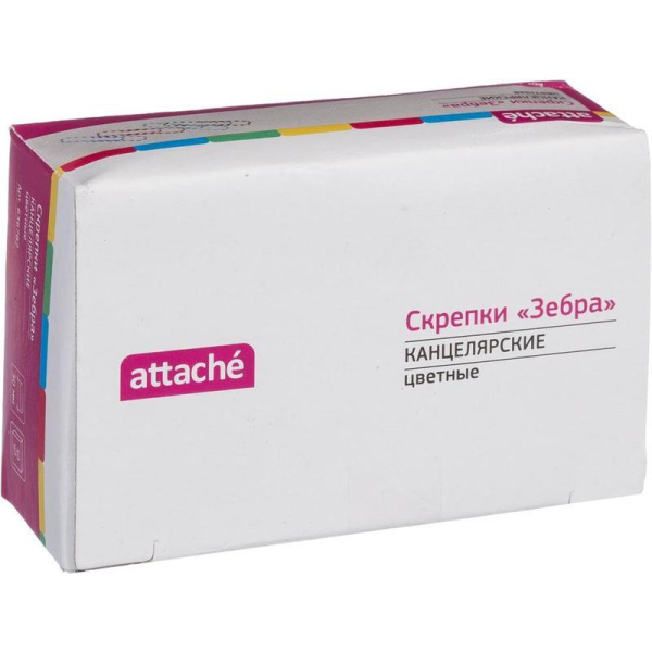 Скрепки Зебра Attache, полимер, 50 мм., 50 шт.в карт/уп.