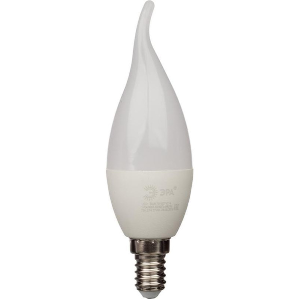 Лампа светодиодная Эра 7Вт E14 свеча на ветру 2700k теплый белый свет