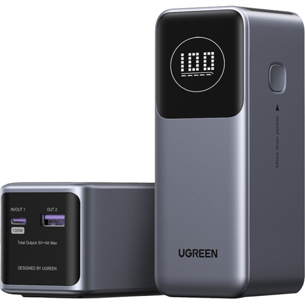 Внешний аккумулятор (power bank) Ugreen PB724 12000 мАч 100W серый  (35526B)