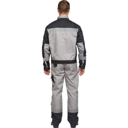 Костюм рабочий летний мужской л21-КПК с СОП серый/черный (размер 44-46, рост 170-176)