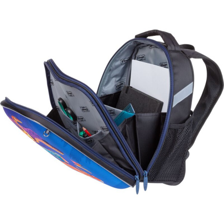 Ранец Комус Класс Basic Динозавры анатомический черный с двумя  отделениями