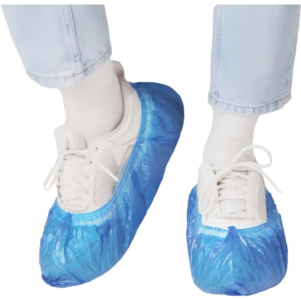 Бахилы одноразовые Elegreen особопрочные полиэтиленовые с двойной  подошвой 26 мкм голубые (6.2 г, 350 пар в упаковке)