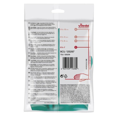 Перчатки латексные Vileda Professional Усиленные с неопреном повышенная прочность зеленые/желтые (размер 6.5-7, XS-S, 120267)