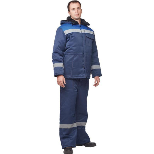 Куртка рабочая зимняя мужская з32-КУ с СОП синяя/васильковая из смесовой  ткани (размер 40-42, рост 158-164)