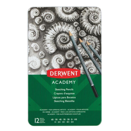 Набор карандашей чернографитных Derwent Academy Sketching Tin 12 штук 5H-6B