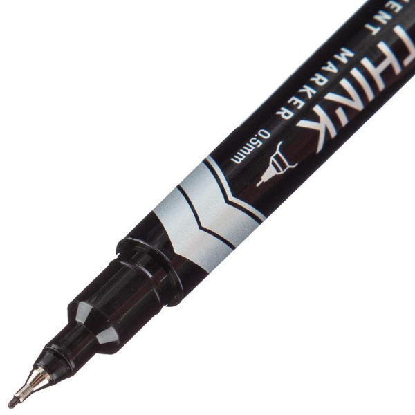 Маркер перманентный двусторонний Deli Think черный (толщина линии 0.5-1  мм) круглый наконечник