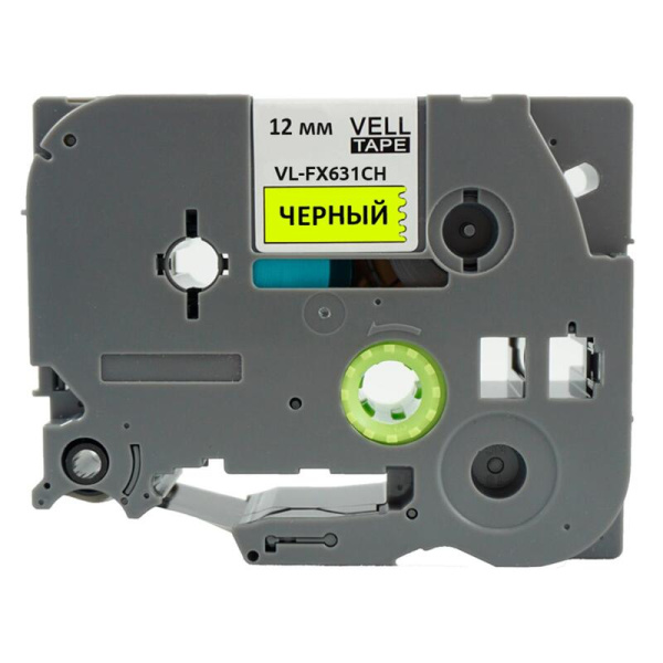 Картридж Vell VL-FX631CH для принтера этикеток Brother (12 мм x 8 м,  цвет ленты желтый, шрифт черный)