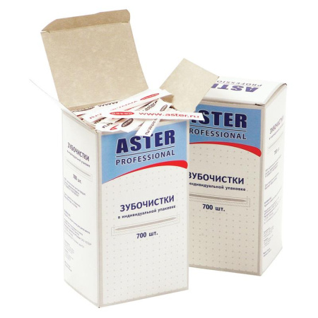 Зубочистки деревянные Aster Professional 700 штук в бумажных упаковках Зубочистки деревянные Aster Professional 700 штук в бумажных упаковках