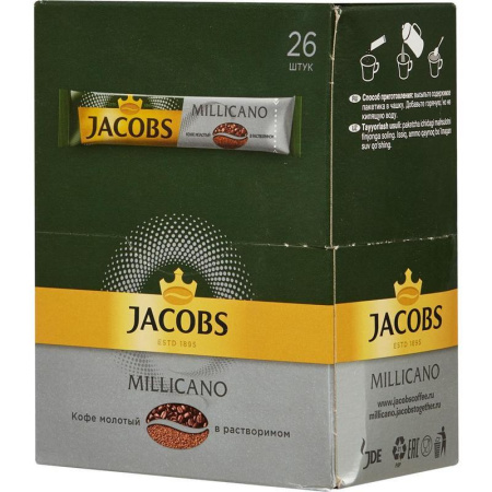 Кофе порционный растворимый Jacobs Monarch Millicano 26 пакетиков по 1.8 г