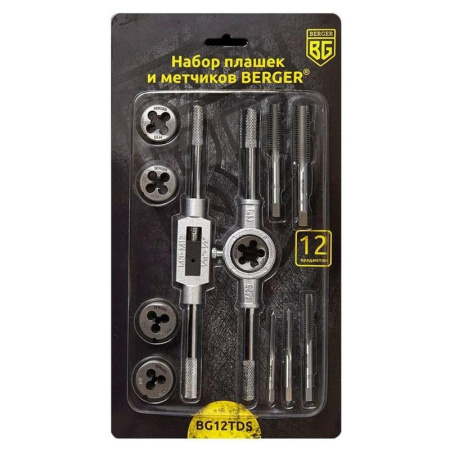 Набор плашек и метчиков 12 предметов BERGER (BG12TDS)