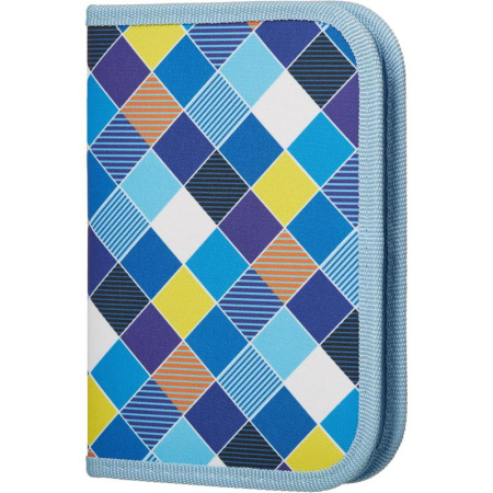 Пенал односекционный Комус Класс (№1 School) Клетка синяя