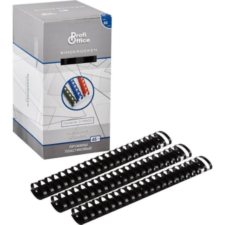 Пружины пластиковые Profi Office (А4, &amp;oslash.45мм, от 340 до 410 листов, черный, 50 шт./уп.)