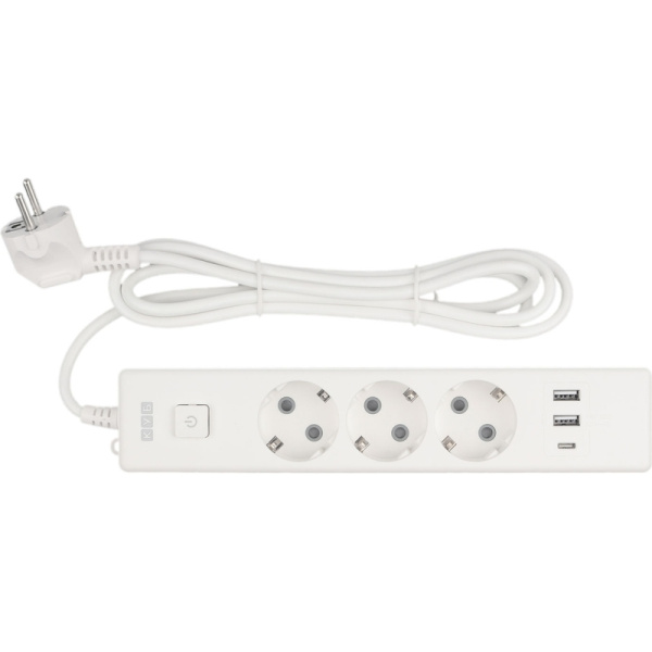 Удлинитель Power Cube 3 розетки + USB 1.9 м с заземлением и выключателем  (PC-5-2M)