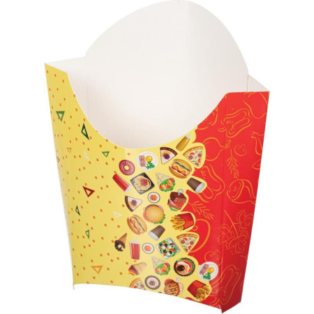 Бумажный контейнер Рог изобилия для картофля фри разноцветный (34x83x133 мм 500 штук в упаковке)