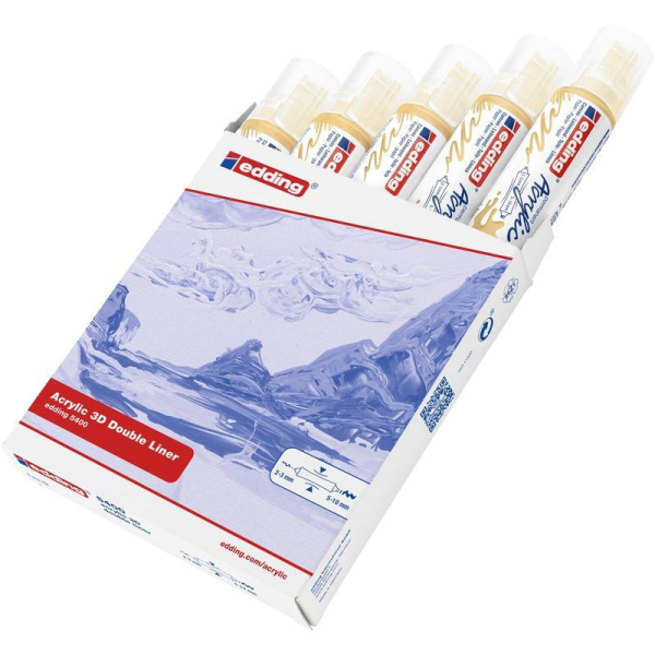 Маркер-аппликатор акриловый двусторонний 3D Edding 5400 пастельный желтый (толщина линии 2-3 и 5-10 мм)