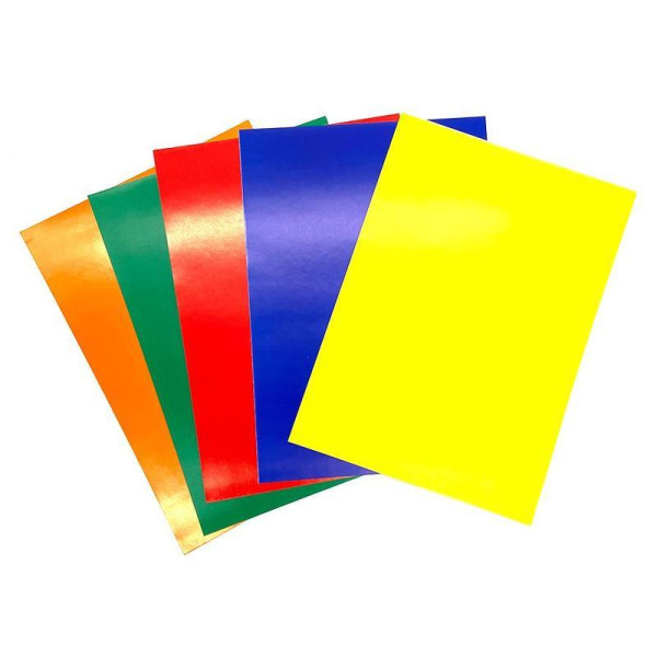 Картон цветной Апплика (А4, 5 листов, 5 цветов, мелованный, самоклящийся)