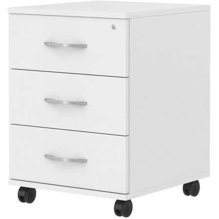 Тумба подкатная Imago с замком (белый, 412х450х551 мм, 3 ящика)