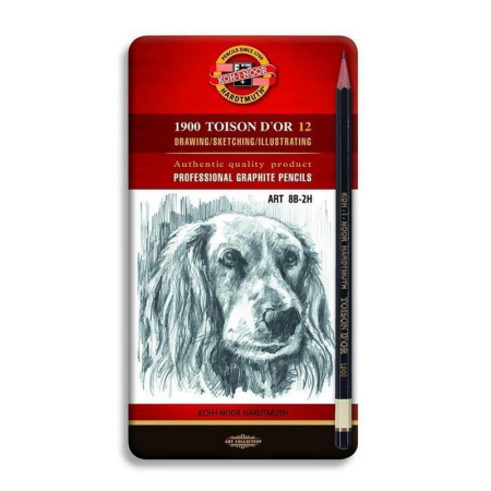 Набор чернографитных карандашей 2H-8B Koh-I-Noor Toison D`OR заточенных шестигранных (12 штук в наборе) Набор чернографитных карандашей 2H-8B Koh-I-Noor Toison D`OR заточенных шестигранных (12 штук в наборе)