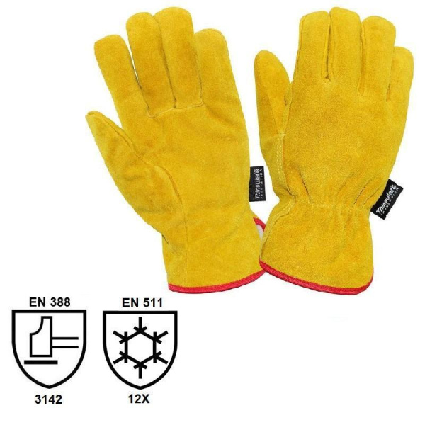 Перчатки рабочие Диггер спилковые желтые (утепленные, размер 10.5)