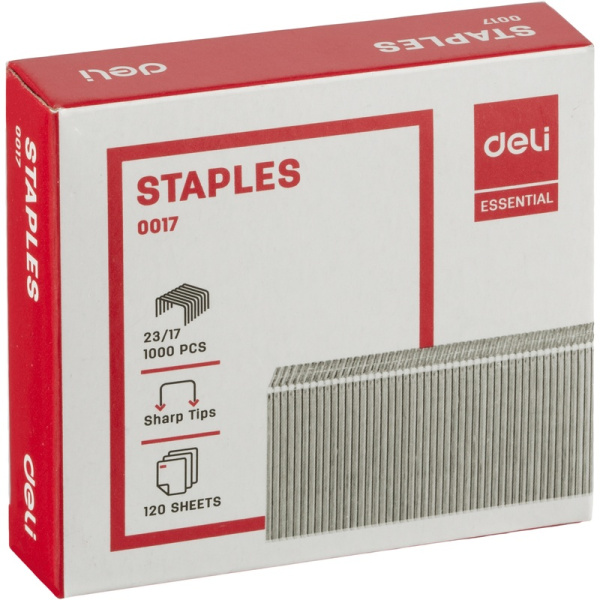 Скобы для степлера Deli №23/17 с цинковым покрытием 1000 штук в упаковке