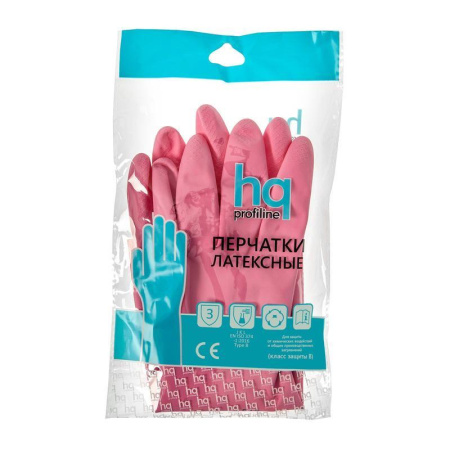 Перчатки латексные Hq Profiline сверхпрочные розовые (размер 8, M)
