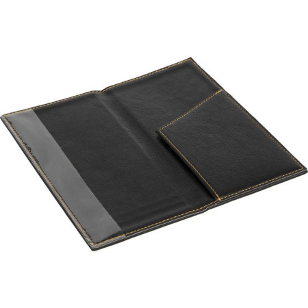 Папка для счета 110х230 мм искусственная кожа черная (с отстрочкой)
