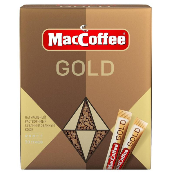 Кофе порционный растворимый MacCoffee Gold 30 пакетиков по 2 г